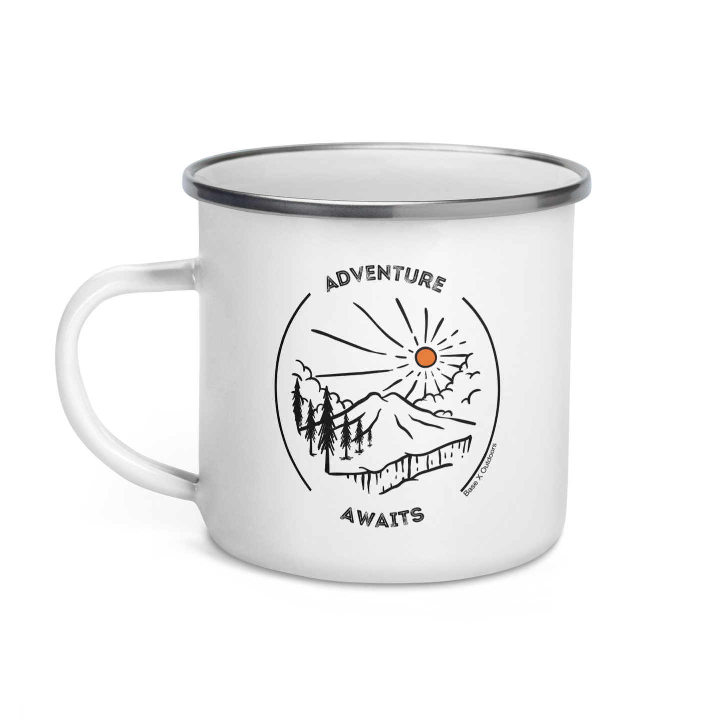 Base X Outdoors Adventure Awaits Enamel Mug