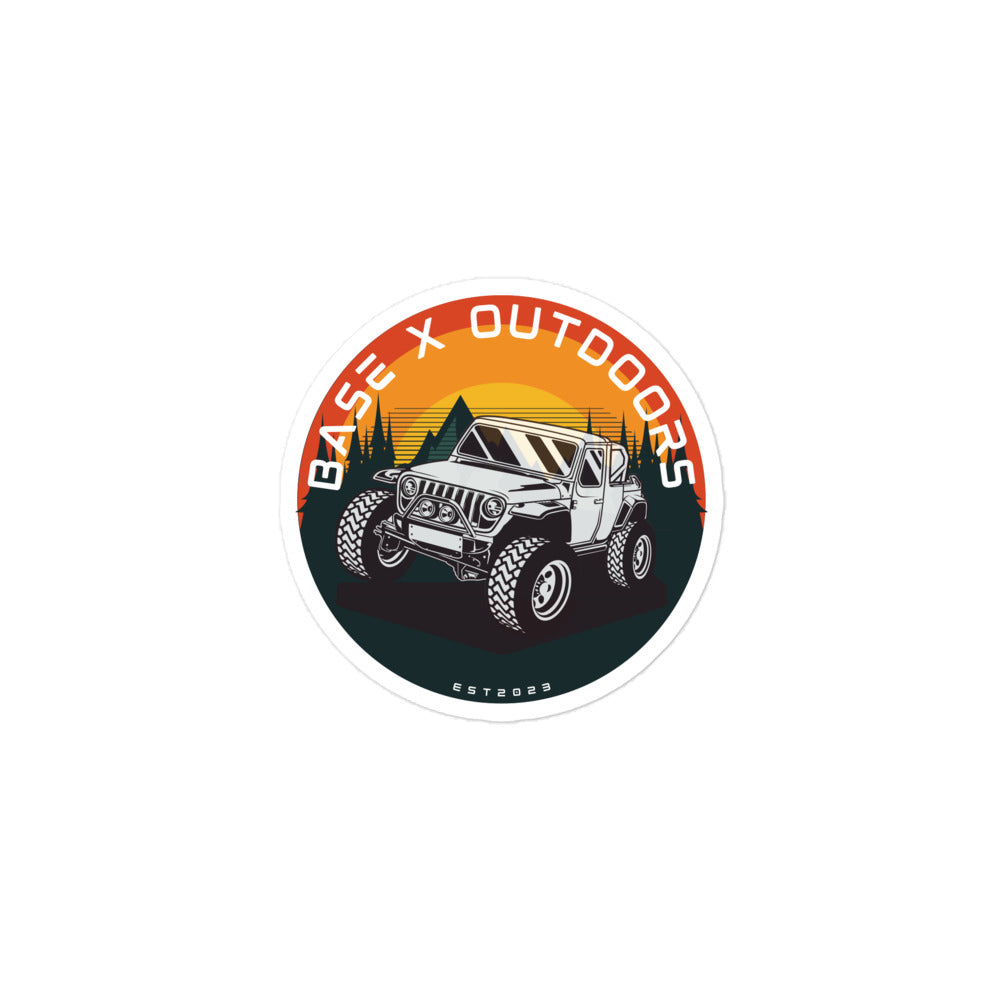 Base X Outdoors Retro Jeep in the Wilderness Sticker