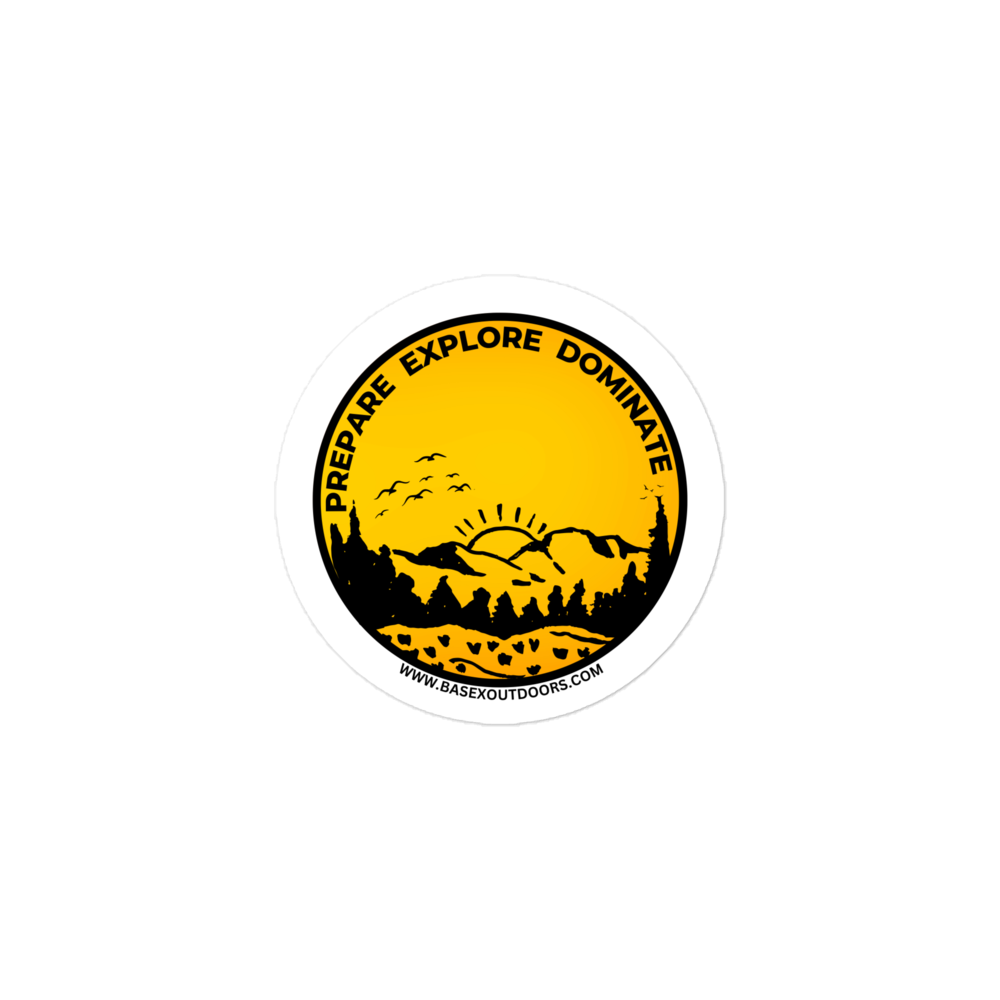 Base X Outdoors Retro Sun and Mountain Sticker