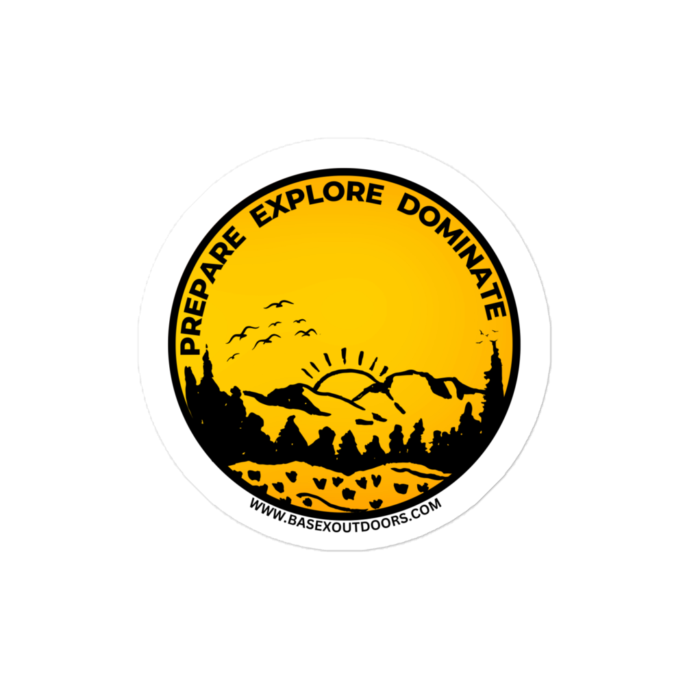 Base X Outdoors Retro Sun and Mountain Sticker