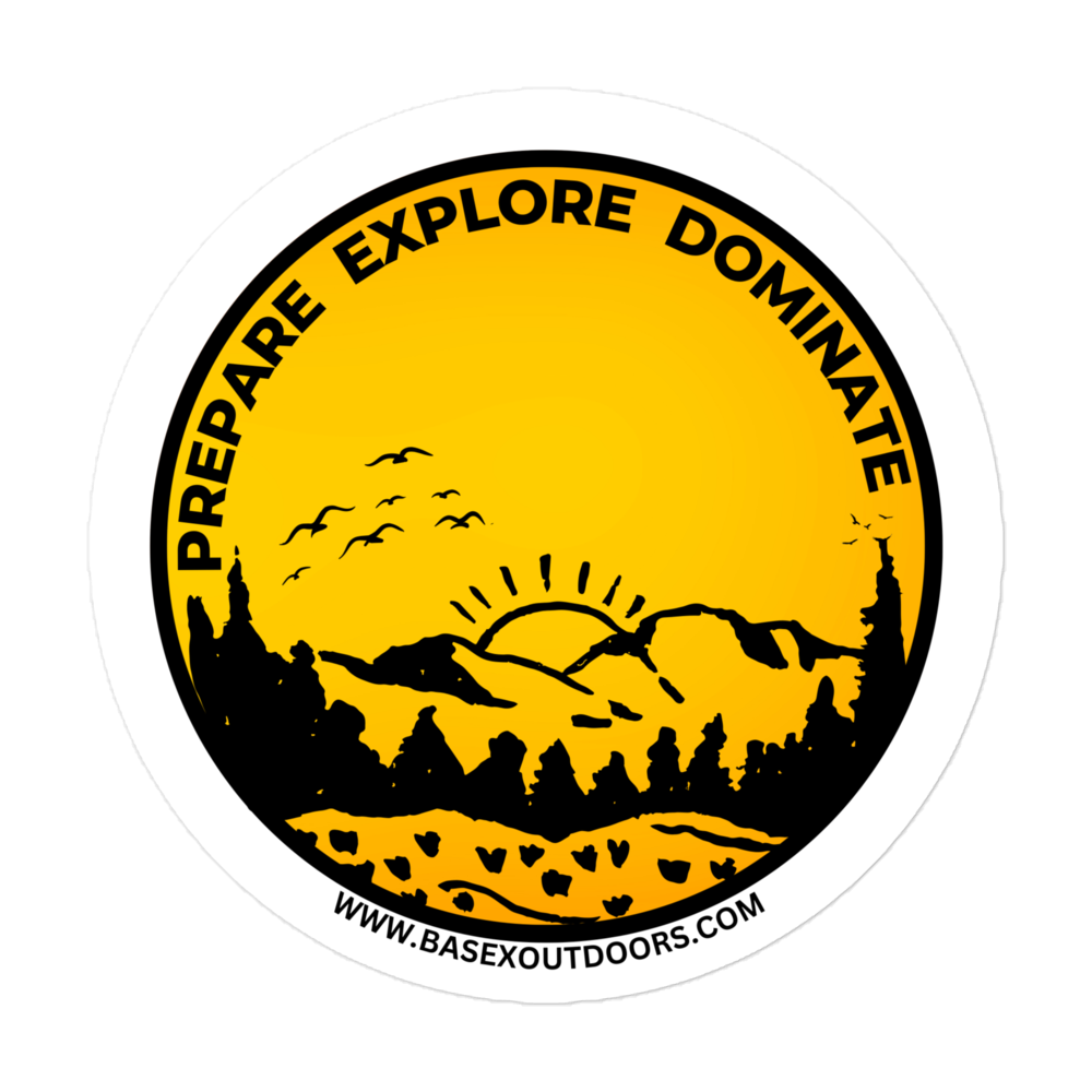 Base X Outdoors Retro Sun and Mountain Sticker