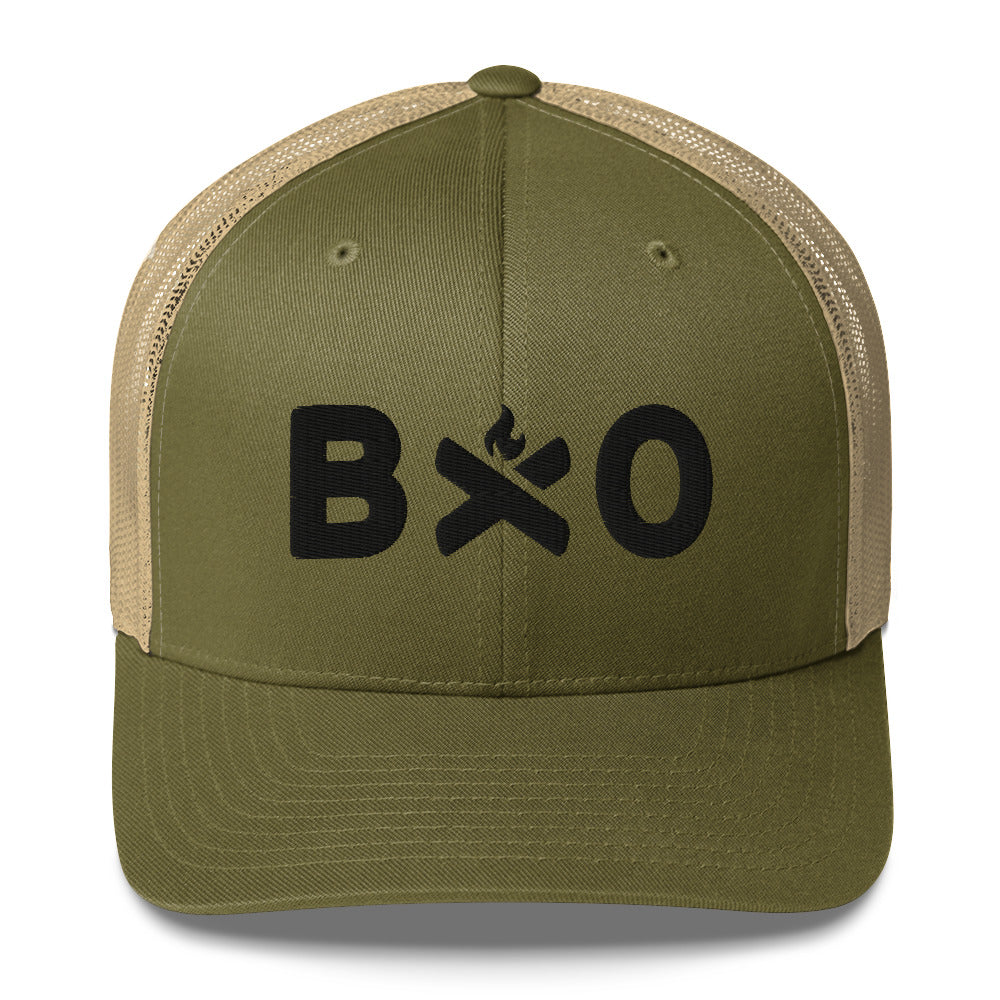 Base X Outdoors Black Fire Trucker Hat