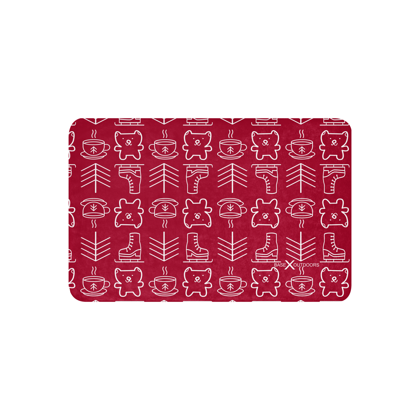 Base X Outdoors Red and White Bear Sherpa Blanket