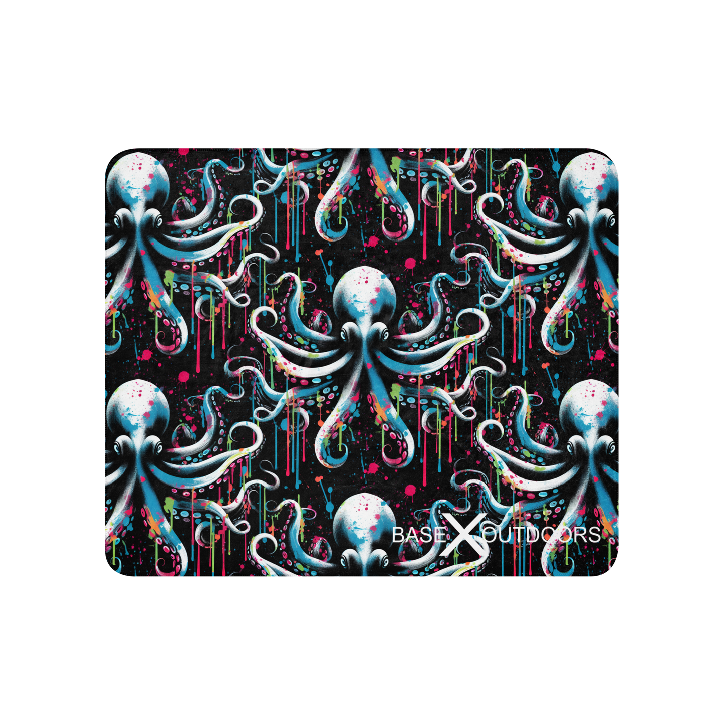 Base X Outdoors Octopus Splatter Ink Color Sherpa Blanket