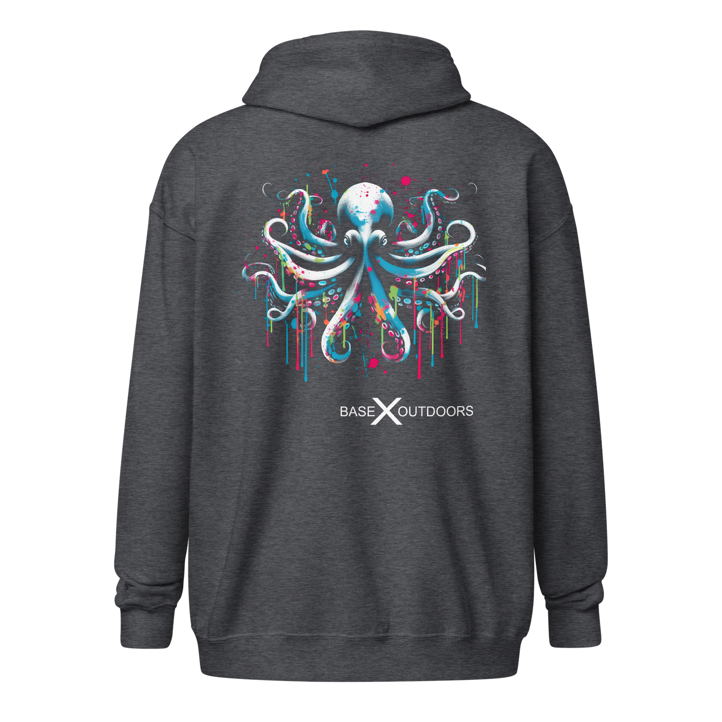 Base X Outdoors Octopus Splatter Ink Color Zip Hoodie