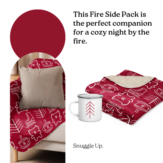 Red and White Winter Blanket and Mug Set