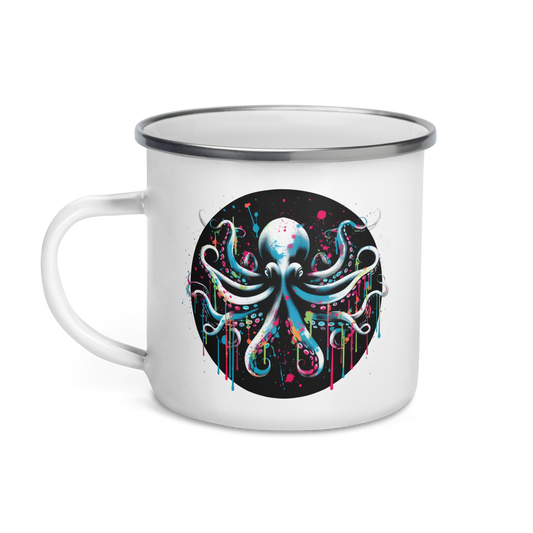 Base X Outdoors Octopus Splatter Ink Color Enamel Mug