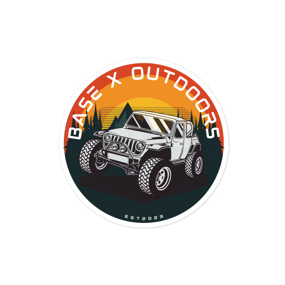 Base X Outdoors Retro Jeep in the Wilderness Sticker