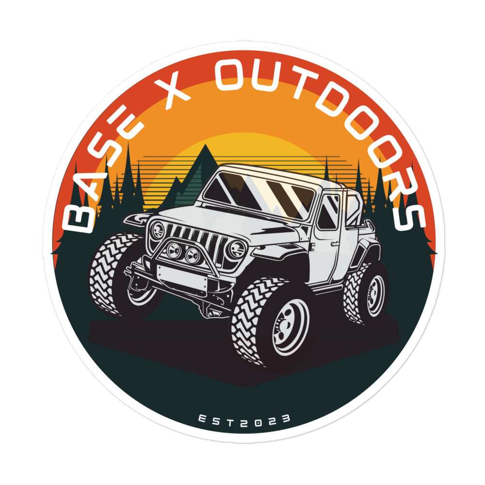 Base X Outdoors Retro Jeep in the Wilderness Sticker