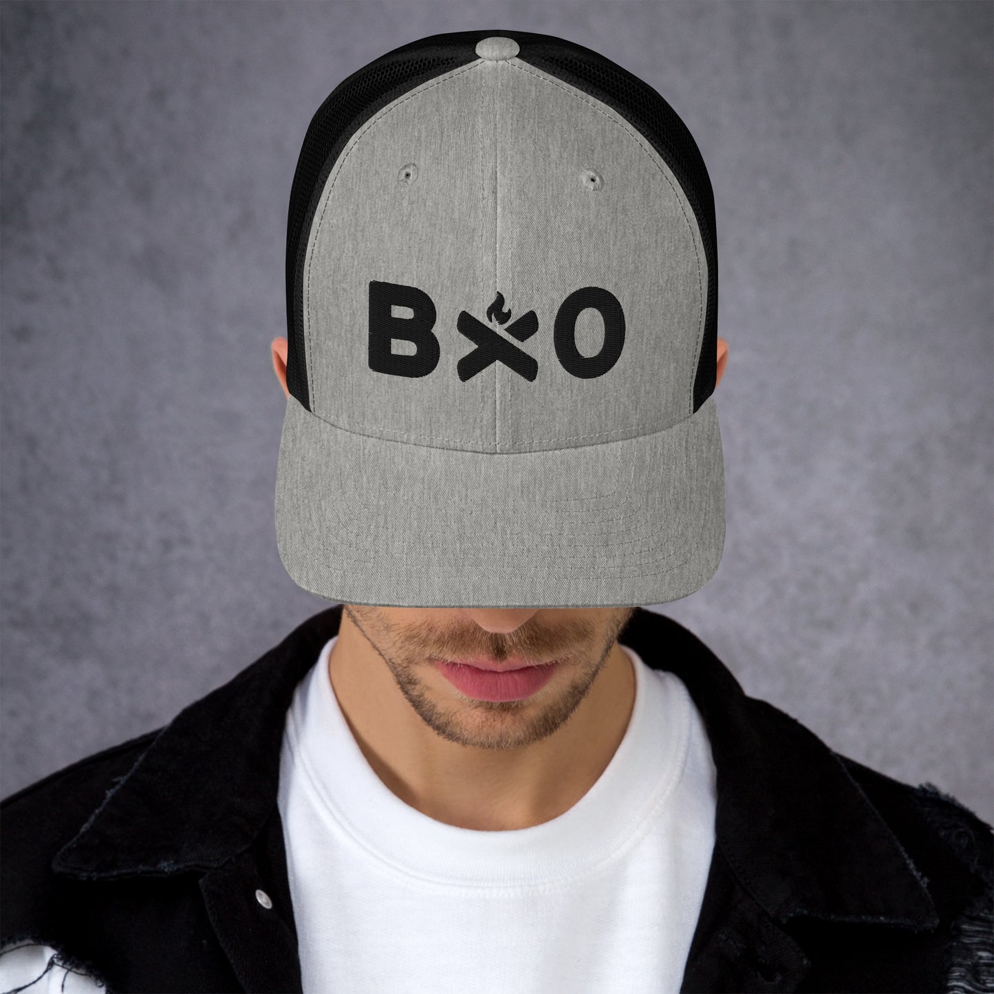 Base X Outdoors Black Fire Trucker Hat